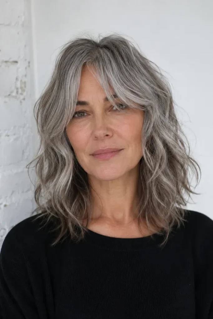 Air-dried silver wave shag