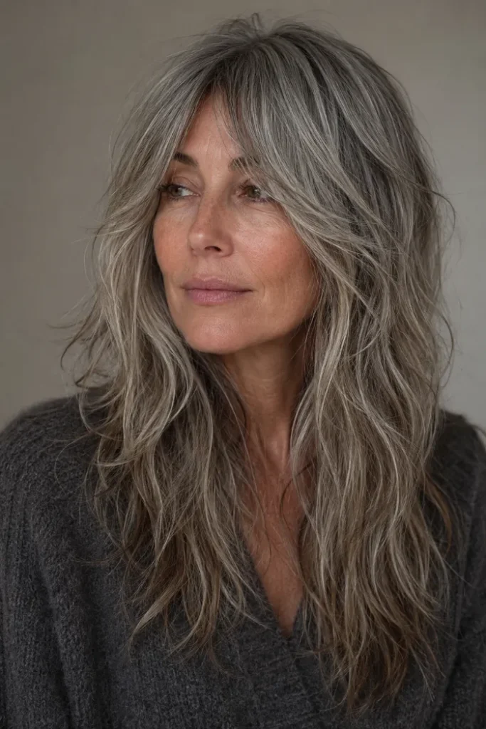 Long gray boho shag
