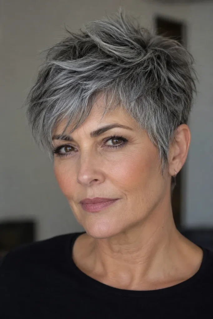 Short gray pixie shag