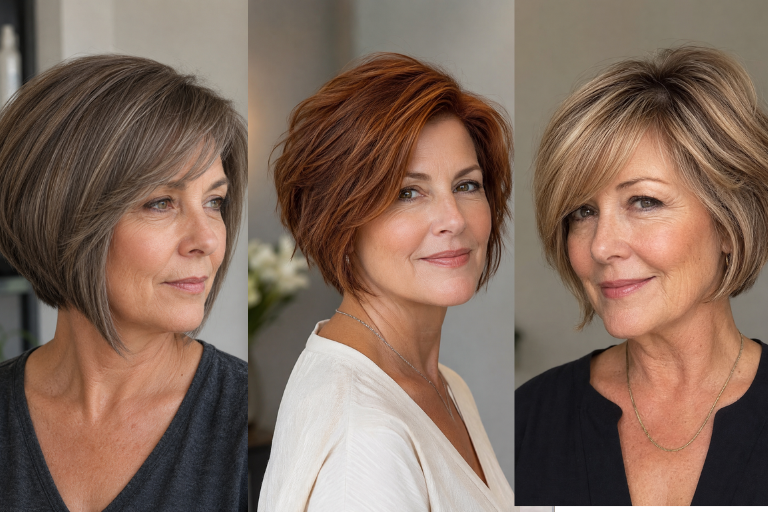18 Stacked Bob Haircuts for Women Over 50 with a Clean Lift